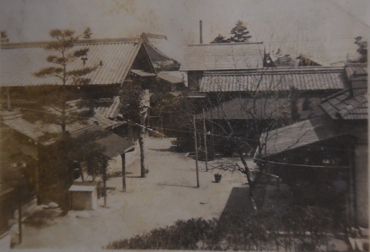木曽川堤から見た林家の建物の写真