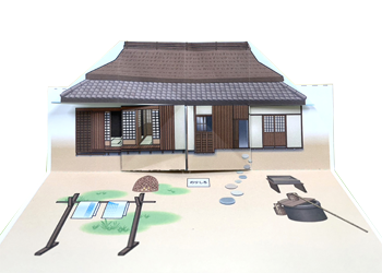 昔の家のペーパークラフト完成形