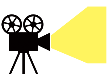 フィルムアニメを上映しているイラスト