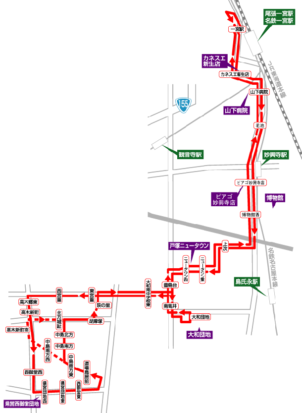 ニコニコふれあいバス コース図