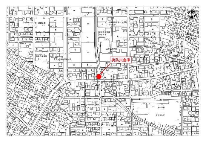 奥町防災倉庫の地図