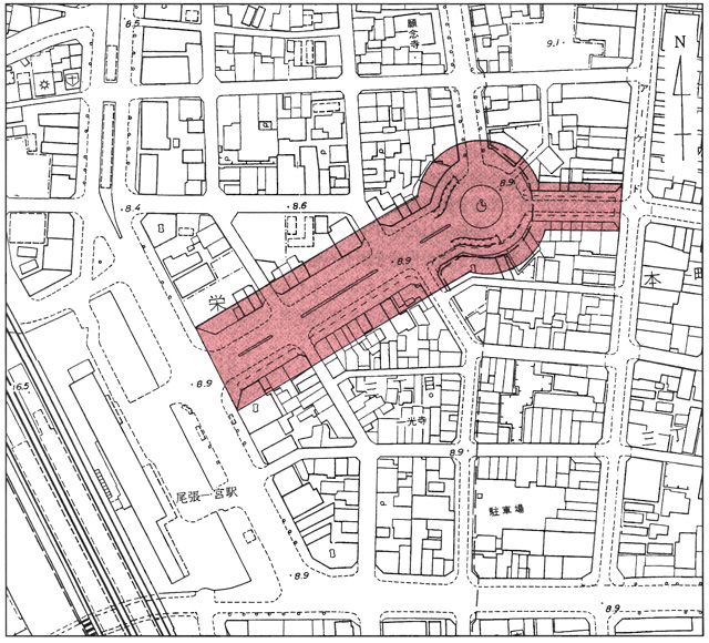 地図：銀座通り都市景観形成地区