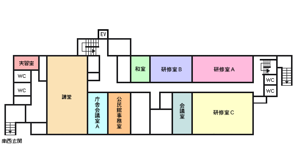 フロア図：木曽川庁舎2階平面図
