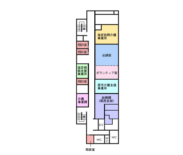 フロア図：尾西庁舎4階平面図