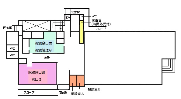 フロア図：木曽川庁舎1階平面図