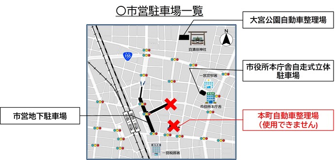 七夕まつり開催期間中の閉鎖に伴う市営駐車場一覧
