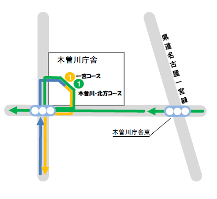 停留所案内（木曽川庁舎）