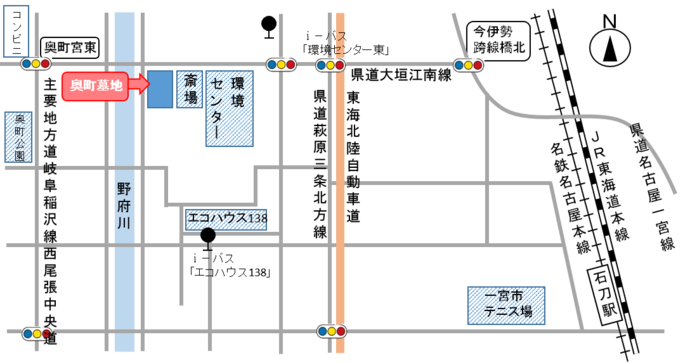 奥町墓地周辺地図