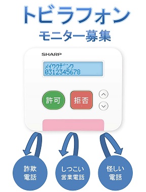 画像：つないだ瞬間から迷惑電話を協力ブロック　トビラフォン　詐欺電話　しつこい営業電話　怪しい電話　迷惑ファクス