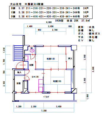 平面図：鉄筋コンクリート4階建　間取り2