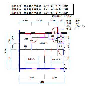 平面図：簡易耐火平屋建　間取り