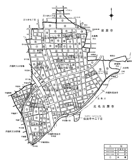 地図：変更後の伝法寺地区