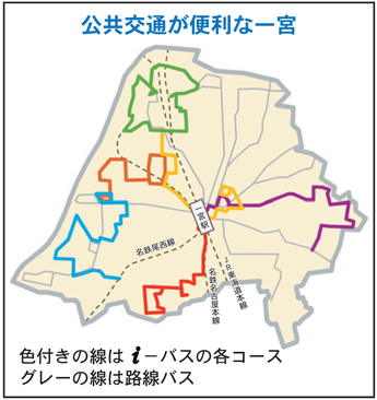 一宮市内のバス路線図