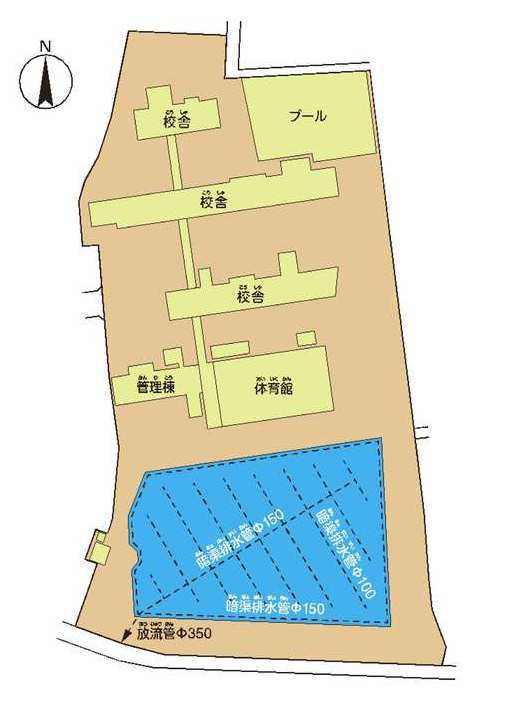 イラスト：木曽川西小学校の平面図