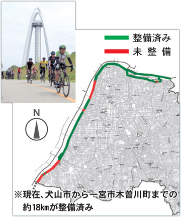 木曽川沿いの自転車道・遊歩道の整備状況