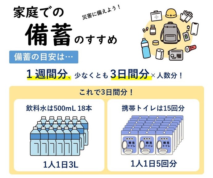 イラスト：家庭での備蓄のすすめ