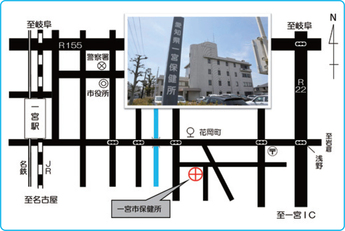 地図画像：一宮市保健所（現愛知県一宮保健所）の位置