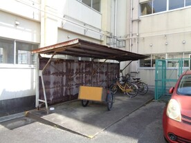 学校の自転車置き場の写真