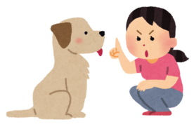 犬のしつけをする人のイラスト