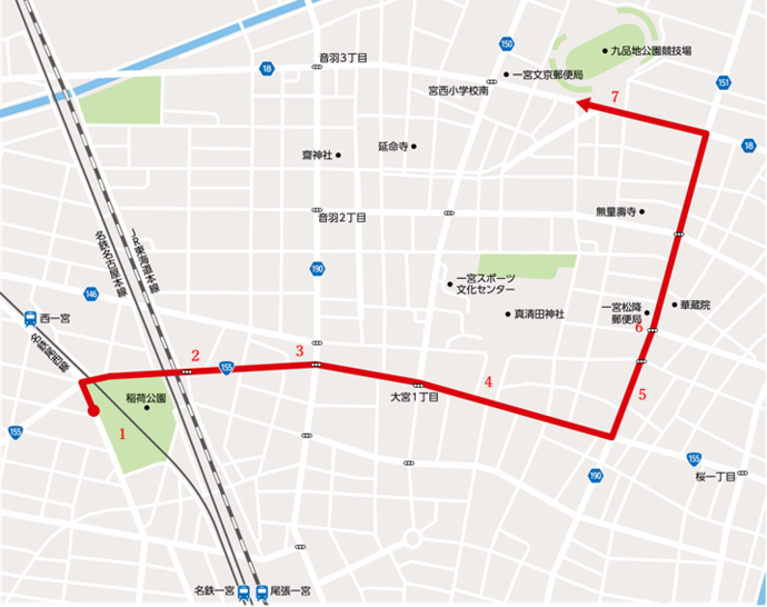 地図：聖火リレーのルート