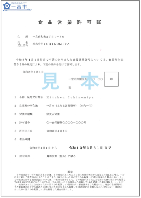 変更後の許可証