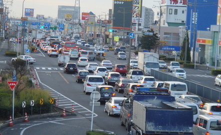 国道22号（一宮市内）の渋滞状況