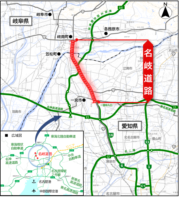 名岐道路位置図