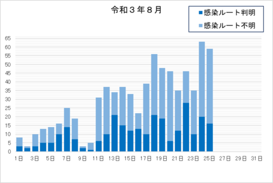 8月の感染者数のグラフ