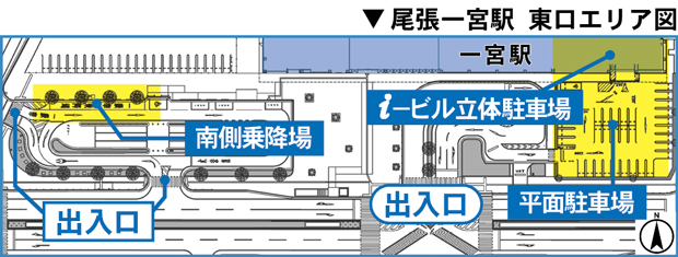 尾張一宮駅東口エリアの図