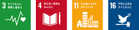 SDGsロゴ3,4,11,16