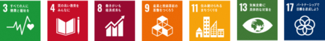 SDGsロゴ3,4,8,9,11,13,17