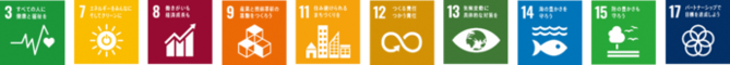 SDGsロゴ3,7,8,9,11,12,13,14,15,17