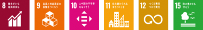 SDGsロゴ7,8,9,10,11,12,15