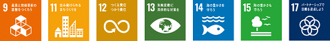 SDGsロゴ9,11,12,13,14,15,17