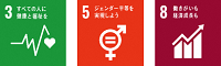SDGsロゴ3,5,8