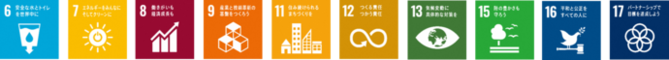 SDGsロゴ6,7,8,9,11,12,13,15,16,17