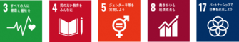 SDGsロゴ3,4,5,8,17