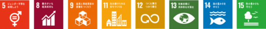 SDGsロゴ5,8,9,11,12,13,14,15