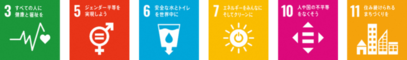 SDGsロゴ3,5,6,7,10,11