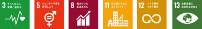 SDGsロゴ3,5,8,11,12,13