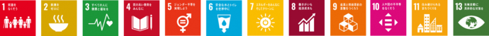 SDGsロゴ1,2,3,4,5,6,7,8,9,10,11,13