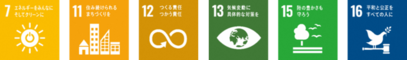 SDGsロゴ7,11,12,13,15,16