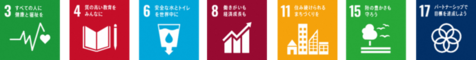 SDGsロゴ3,4,6,8,11,15,17