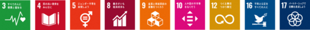 SDGsロゴ3,4,5,8,9,10,12,16,17