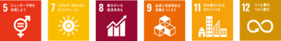 SDGsロゴ5,7,8,9,11,12