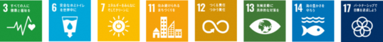 SDGsロゴ3,6,7,11,12,13,14,17