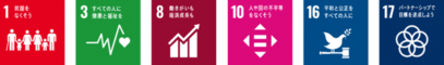 SDGsロゴ1,3,8,10,16,17