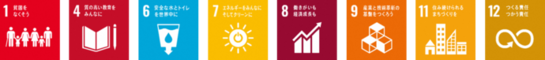 SDGsロゴ1,4,6,7,8,9,11,12