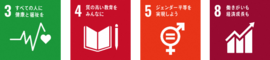 SDGsロゴ3,4,5,8