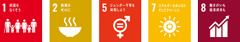 SDGsロゴ1,2,5,7,8